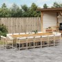 Set comedor de jardín 17 pzas con cojines ratán sintético beige