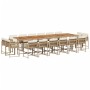 Set comedor de jardín 17 pzas con cojines ratán sintético beige