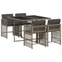 Set comedor de jardín 5 piezas con cojines ratán sintético gris
