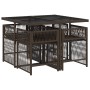 Set comedor de jardín 5 piezas y cojines ratán sintético marrón