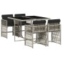 Set comedor de jardín 5 pzas cojines ratán sintético gris claro