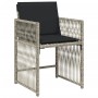 Set comedor de jardín 5 pzas cojines ratán sintético gris claro
