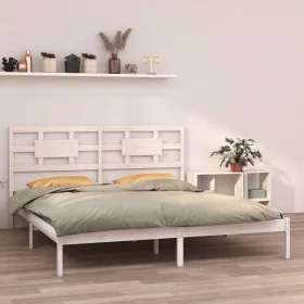 White solid wood bed frame Supe King 180x200 cm by vidaXL, Beds and slatted bases - Ref: Foro24-3105681, Price: 147,03 €, Dis...