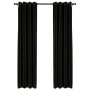 Cortina opaca con ojales look lino 2 pzas antracita 140x245 cm