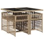Set comedor de jardín 5 pzas con cojines ratán sintético beige