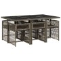 Set comedor jardín 7 pzas y cojines ratán sintético gris