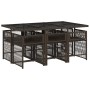 Set comedor de jardín 7 pzas con cojines ratán sintético marrón