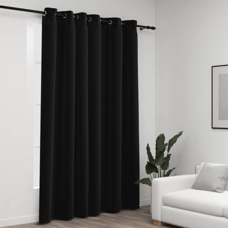 Cortina opaca con ojales look de lino gris antracita 290x245 cm