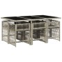 Set comedor jardín 7 pzas y cojines ratán sintético gris claro