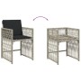 Set comedor jardín 7 pzas y cojines ratán sintético gris claro
