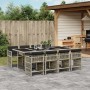 Set comedor de jardín 9 pzas cojines ratán sintético gris claro