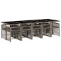 Set de comedor de jardín 11 pzas y cojines ratán sintético gris