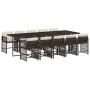 Set comedor de jardín 11 pzas y cojines ratán sintético marrón