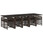 Set comedor de jardín 11 pzas y cojines ratán sintético marrón