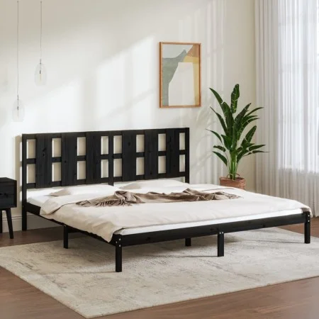 Solid black pine wood bed frame 200x200 cm by vidaXL, Beds and slatted bases - Ref: Foro24-3105624, Price: 166,53 €, Discount: %