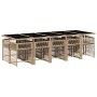 Set comedor de jardín 11 pzas con cojines ratán sintético beige