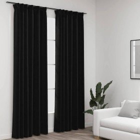 Cortinas opacas ganchos look de lino 2 pzas antracita 140x245cm Cortinas opacas ganchos look de lino 2 pzas antracita 140x245cm