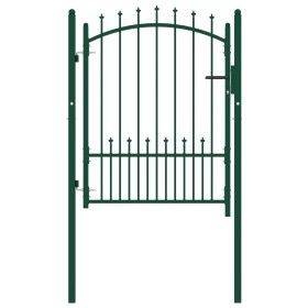 Puerta de valla con picos acero verde 100x125 cm