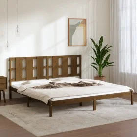 Honey brown solid pine wood bed frame 200x200 cm by vidaXL, Beds and slatted bases - Ref: Foro24-3105623, Price: 167,42 €, Di...