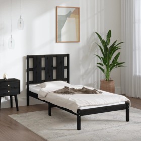 Estructura de cama de madera maciza de pino negro 90x200 cm