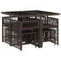 Set comedor para jardín 9 pzas y cojines ratán sintético marrón