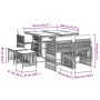 Set comedor para jardín 9 pzas y cojines ratán sintético marrón