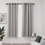Cortinas opacas con ojales look de lino 2 pzas gris 140x175 cm