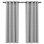 Cortinas opacas con ojales look de lino 2 pzas gris 140x175 cm