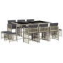 Set de comedor de jardín 11 pzas y cojines ratán sintético gris