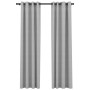 Cortinas opacas con ojales look de lino 2 pzas gris 140x245 cm