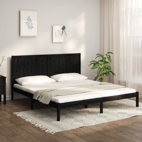 Solid black pine wood bed frame 200x200 cm by vidaXL, Beds and slatted bases - Ref: Foro24-3105754, Price: 181,55 €, Discount: %