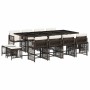 Set muebles de jardín 13 pzas y cojines ratán sintético marrón