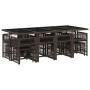 Set muebles de jardín 13 pzas y cojines ratán sintético marrón