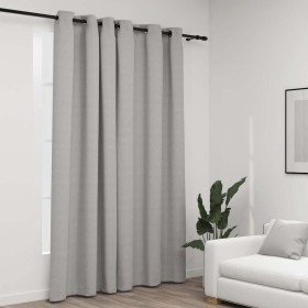 Cortina opaca con ojales look de lino gris 290x245 cm Cortina opaca con ojales look de lino gris 290x245 cm