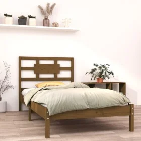 Honey brown solid wood bed frame 100x200 cm by vidaXL, Beds and slatted bases - Ref: Foro24-3105658, Price: 106,23 €, Discoun...