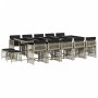 Set comedor jardín y cojines 15 pzas ratán sintético gris claro