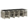Set comedor jardín y cojines 15 pzas ratán sintético gris claro