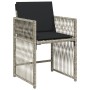 Set comedor jardín y cojines 15 pzas ratán sintético gris claro