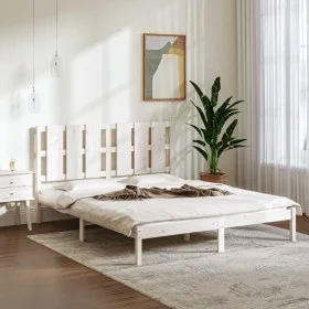 White solid wood bed frame King Size 150x200 cm by vidaXL, Beds and slatted bases - Ref: Foro24-3105606, Price: 144,41 €, Dis...