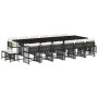 Set de muebles jardín 17 pzas con cojines ratán sintético negro