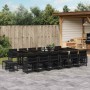 Set de muebles jardín 17 pzas con cojines ratán sintético negro