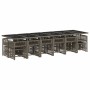 Set comedor de jardín 17 pzas y cojines ratán sintético gris