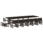 Set de muebles jardín 17 pzas y cojines ratán sintético marrón