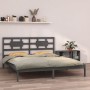 Solid gray pine wood bed frame 200x200 cm by vidaXL, Beds and slatted bases - Ref: Foro24-3105687, Price: 163,76 €, Discount: %