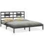 Solid gray pine wood bed frame 200x200 cm by vidaXL, Beds and slatted bases - Ref: Foro24-3105687, Price: 161,76 €, Discount: %