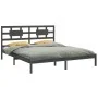 Solid gray pine wood bed frame 200x200 cm by vidaXL, Beds and slatted bases - Ref: Foro24-3105687, Price: 161,76 €, Discount: %