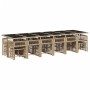 Set comedor de jardín 17 pzas con cojines ratán sintético beige