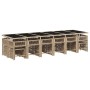 Set comedor de jardín 17 pzas con cojines ratán sintético beige