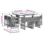 Set de comedor de jardín 9 pzas y cojines ratán sintético negro