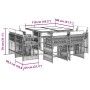 Set comedor jardín 9 pzas y cojines ratán sintético gris